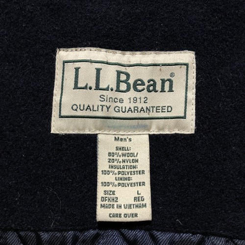 LL Bean Wool Jacket Mens L Navy Blue Bomber Coat Quilted Lined Insulated - Picture 5 of 12