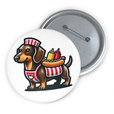 Custom Pin Button Badge Dachshund Hotdog Vendor Logo Dog Lover Gift Cute Funny
