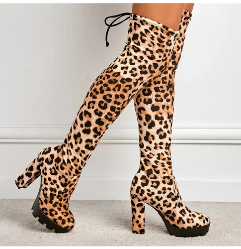 Mujeres Botas hasta el muslo Invierno Tacones altos Sobre la rodilla Botas Otoño Zapatos - Imagen 20 de 26