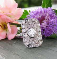 Vintage Art Deco 1.5Ct Round Cut CZ-Stone Wedding Engagement Ring in 925 Silver