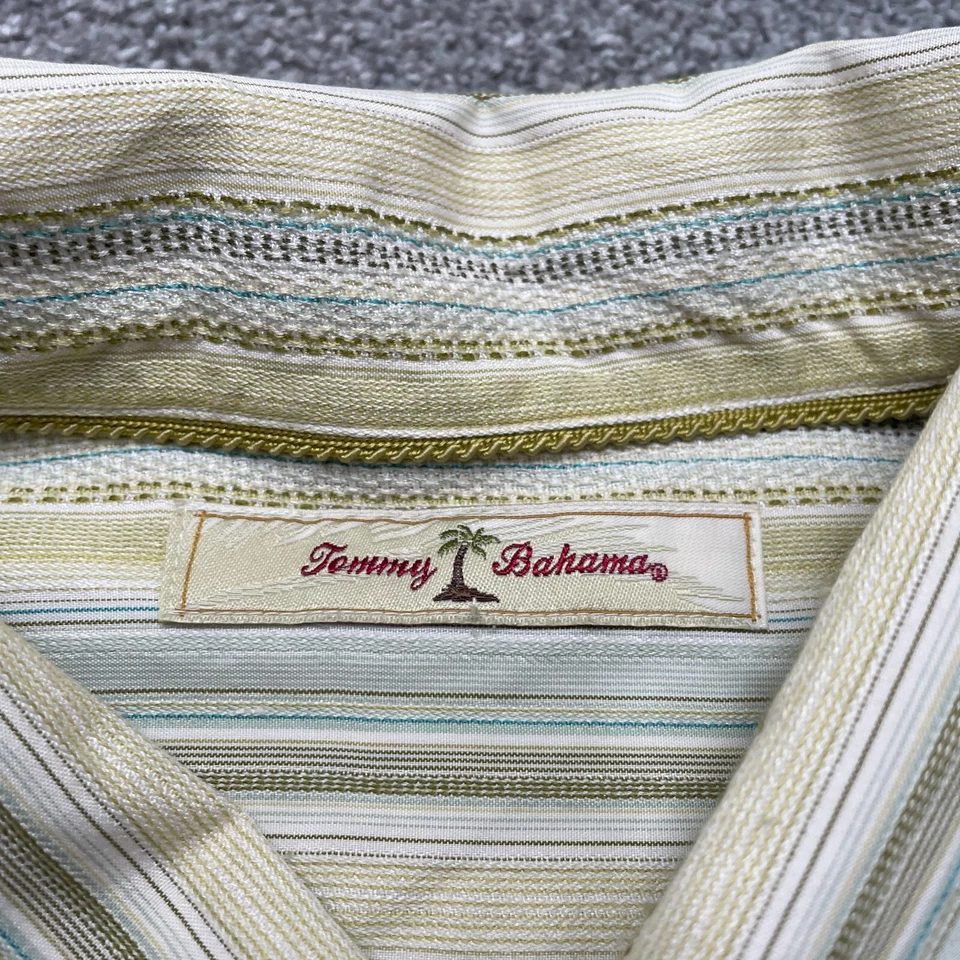 Tommy Bahama Shirt XXL 2XL Multicolor Striped Silk Relaxed Fit Short Sleeve Mens - Image 3 of 4