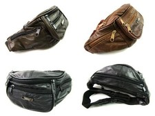 SOFT HIGH QUALITY REAL LEATHER BUM BAG MONEY WALLET PURSE TRAVEL SECURITY POUCH
