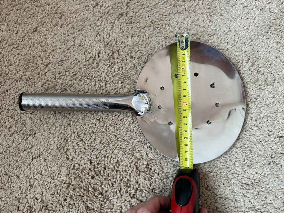 Uzbek plov lid, Uzbekistan Handmade Stainless Steel Skimmer (39 cm or 15.3 inch) - Image 2 of 4