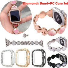Diamonds Copper Bracelet Band Strap PC Case For Apple Watch Series 7/6/5/4/3/2/1