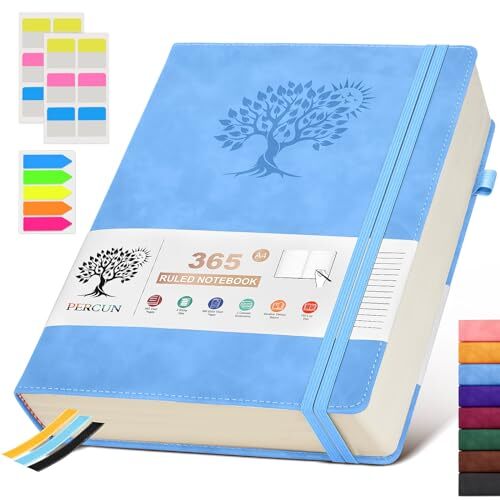 Lined Journal Notebook，365 Page Large Leather Journals for Writing A4 Blue