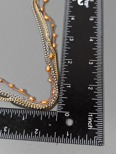 Premier Designs Two Tone Peach Brown Pearl Multi Chain Necklace 21 in Beachy - Picture 9 of 9