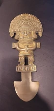 VINTAGE BRASS INCA PERU PERUVIAN TUMI DAGGER KNIFE GOOD LUCK WALL HANGING