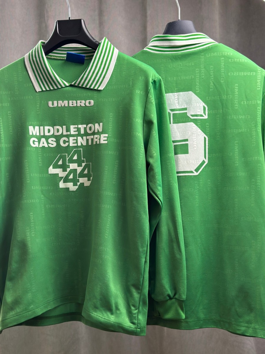 Umbro Football Shirt Template Long Sleeve 90s Green Size L LOT OF
