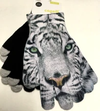Capelli NY  Touch gloves pack of 2 with tiger Gray color  Face Print , NEW