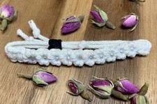 Bracciali regolabili 24 cm beige cotone motivo floreale macramè perla fatti a mano
