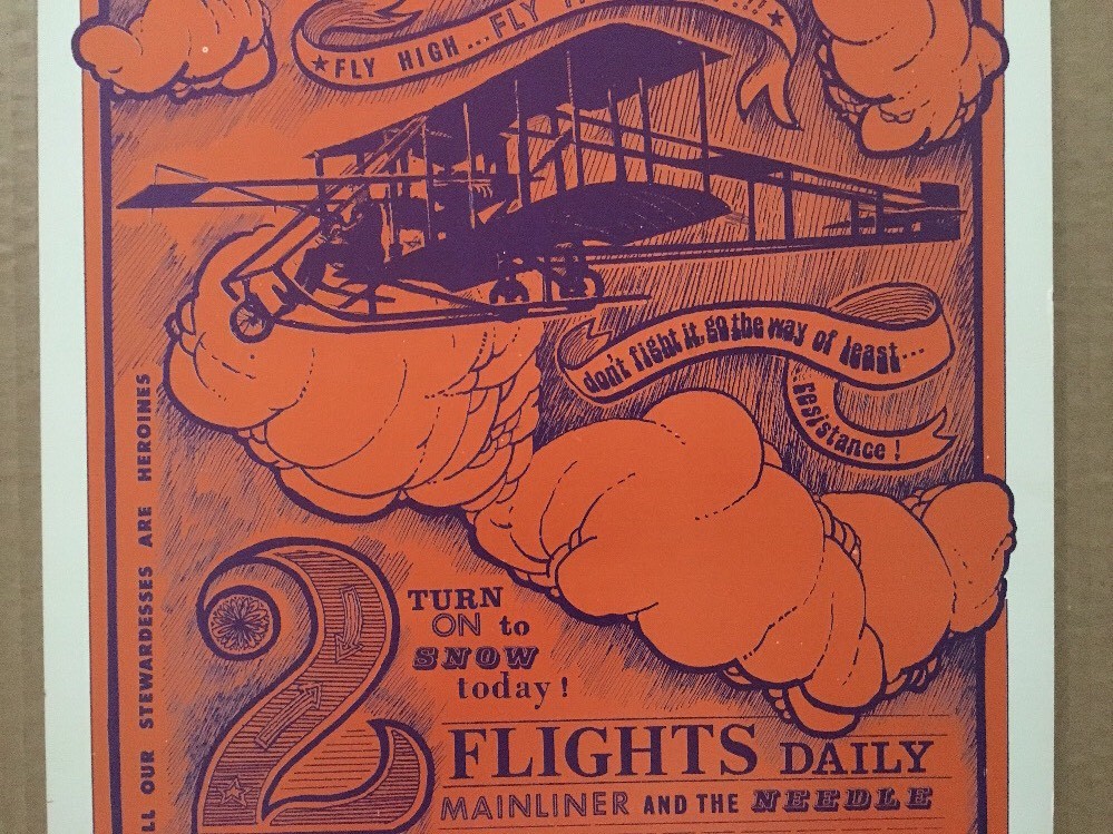 ヴィンテージ航空ポスター Vintage Poster Fly Heroin Airlines 1960's Headshop Drug Pin