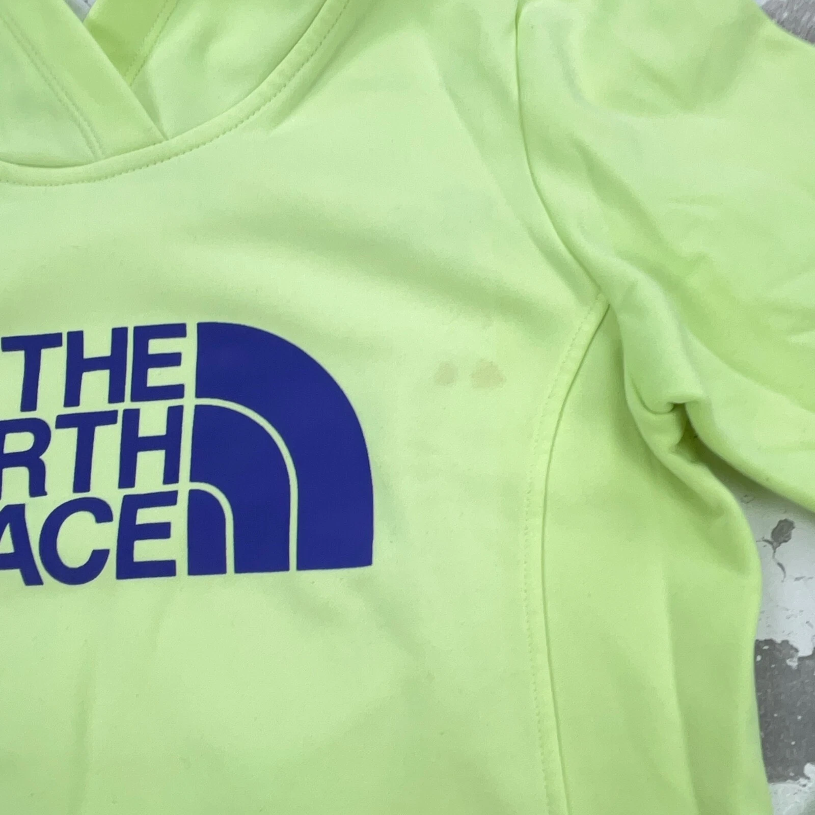 VETEMENTS North Face Felpa con Cappuccio Donna Piccola Giallo Blu Felpa Maglione Spell Out Neon *