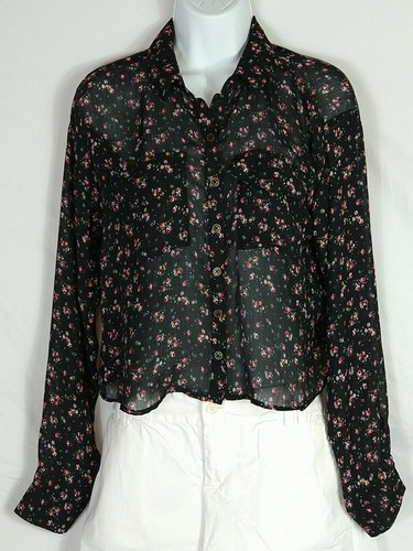 Women's Wild Fable Black Floral Sheer 