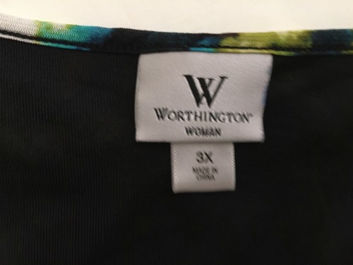 Blusa para mujer Worthington sin mangas abstracta con volantes talla 3X - Imagen 4 de 4