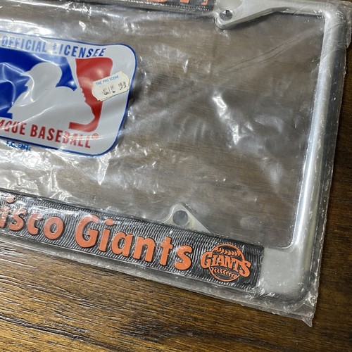 Vintage Chrom Metall Nummernschild MLB Nummernschild Abdeckung San Francisco Giants NEU - Bild 2 von 3