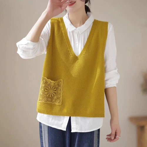 Damen Weste ärmellos Weste Pullover Pulli V-Ausschnitt Tank Tops Strickpullover - Bild 12 von 24