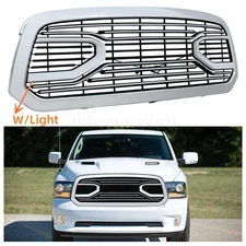 For 2013-2018 Dodge Ram 1500 Front Big Horn Style Bumper Grille Chrome W/Light