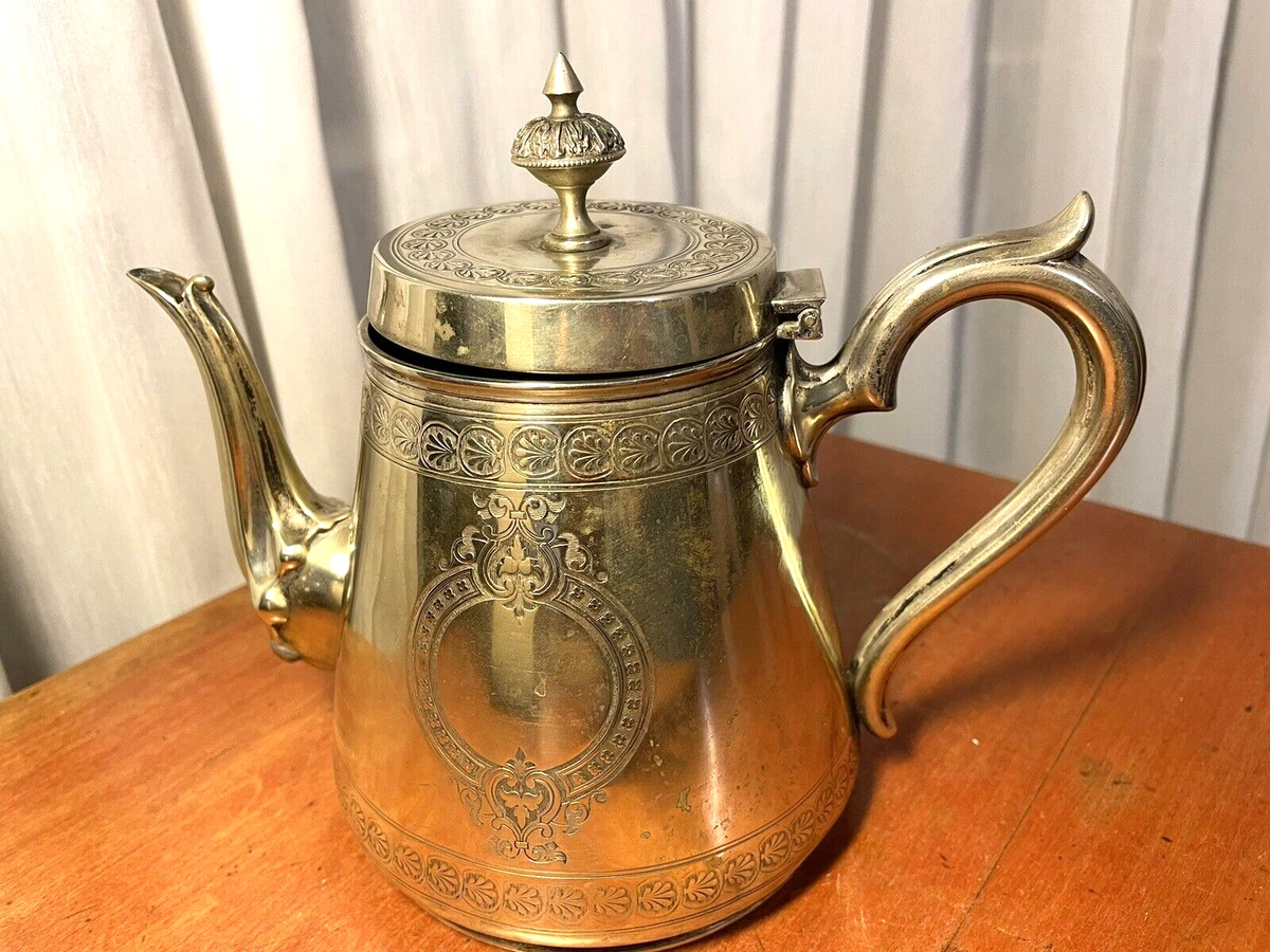 Antique Hand Chased Sheffield England Silver Plate Coffee Teapot