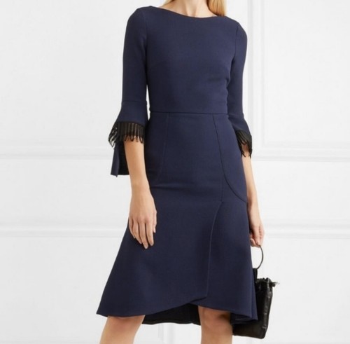 Roland Mouret Ulverston Macrame Lace-Trimmed Wool-Crepe Dress Net A Porter 14