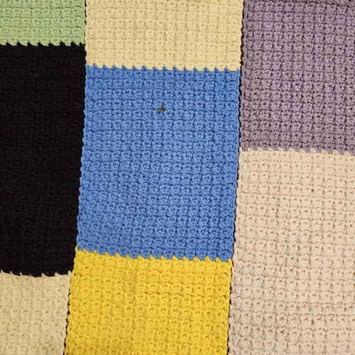 Strick Afghan Decke bunt handgestrickt Farbblock Oma Überwurf 53 cm Vintage - Bild 7 von 9