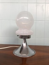 Lampada Da Tavolo Italia Anni 70 Abat-jour Vintage In Vetro E Acciaio