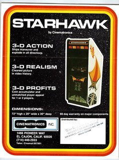 Starhawk Video Arcade Game FLYER Vintage 1979 Retro Space Age Art Star Hawk Orig
