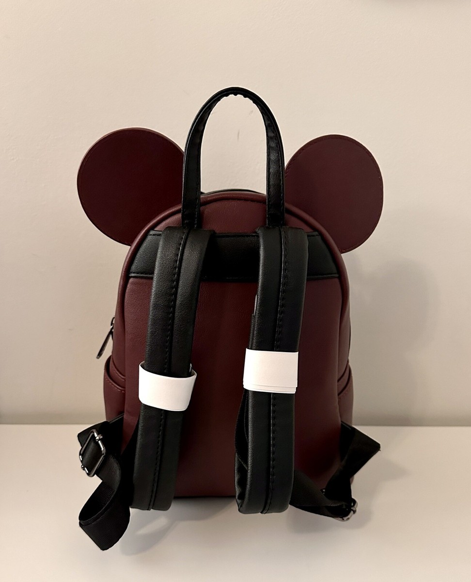 Loungefly Maroon Quilted Backpack Velvet Bow Burgundy Ears  display picture 3