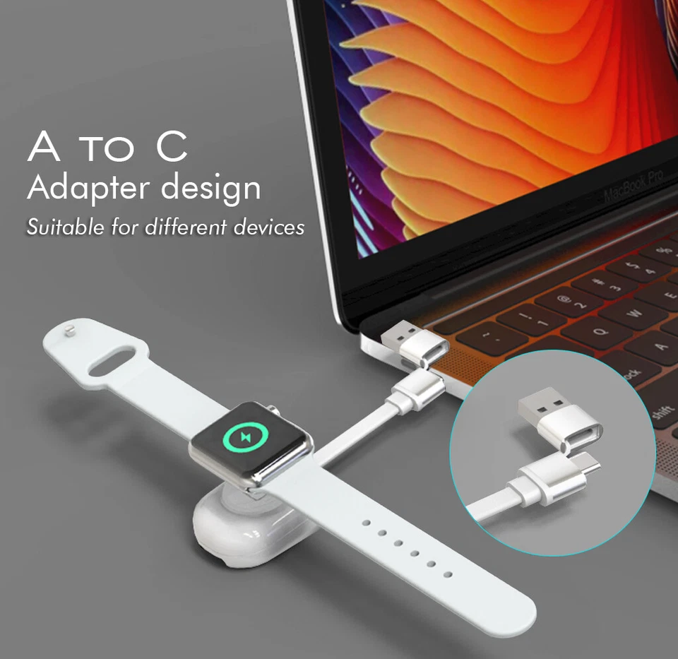 Cargador magnético inalámbrico para Apple Watch portátil USB/TIPO C para TODAS las series iWatch Foto 4 de 4