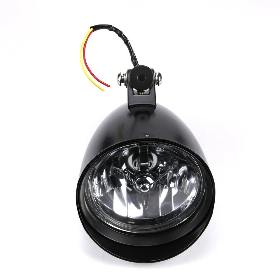 Lámpara de faro bala negra para motocicleta Sportster Dyna Softail Chopper Bobber Foto 4 de 4