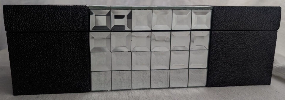 Organizer Box; Black w/ Decorative Mirrors; Jewelry; Trinket; Glasses; Hair Care - Image 3 of 4