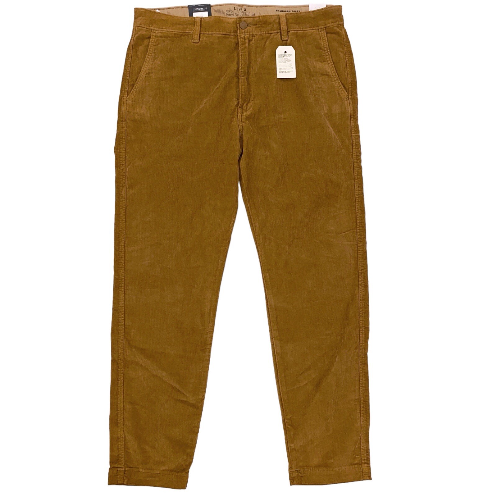 Мужские вельветовые брюки Levis XX Chino Standard зауженного кроя Monks Robe коричневого цвета стрейч