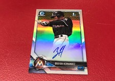 2018 Bowman First Chrome #CPA-BHE Brayan Hernandez Auto Refractor /499 Marlins