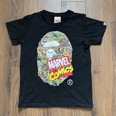 BAPE Marvel Comics Bape Head T-shirt Size xs Black Shirt A Bathing Ape Collab
