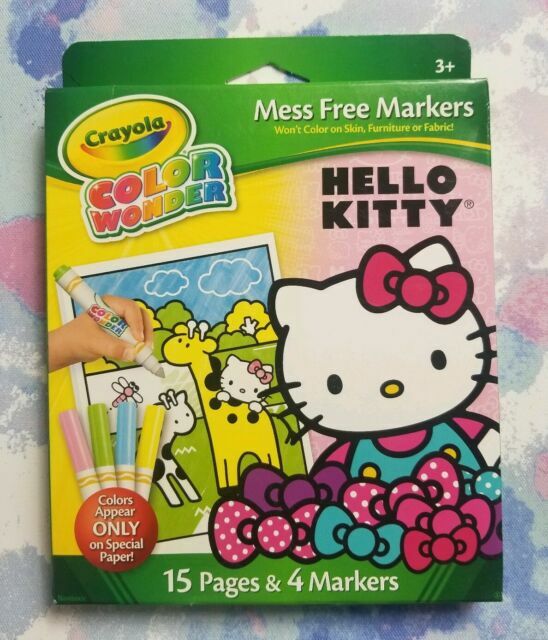 Hello Kitty Crayola Color Wonder 15 Page Coloring Pad & 4 Markers for ...