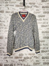 Vintage Jantzen Sweater Medium Blue Wool Preppy Marled Unisex 80s