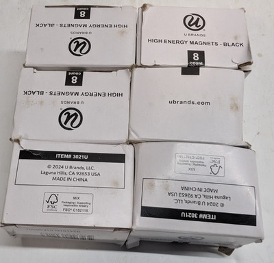 Lot of 42 U Brands High Energy Magnets 1.25'' Round 6x 8 ct Boxes 3021U
