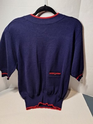 Vintage Bechamel Top, Woman's Large, Knit, Short Sleeve, Cotton Blend