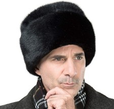Faux Mink Fur Cossack Hat Winter Men Russian Ushanka Warm Cap