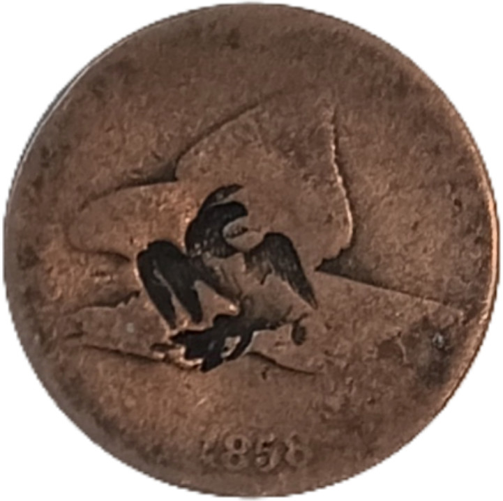 1858 Flying Cent w/ Eagle & Fir / Pine Cone Counterstamps Brunk #? Penny 1c Coin