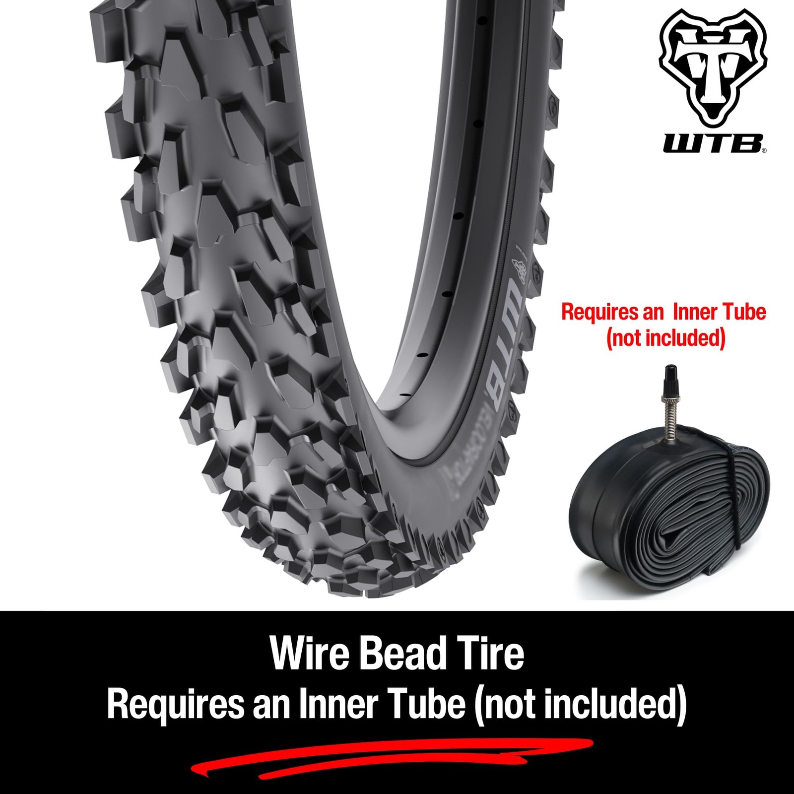 WTB Velociraptor Mountain Bike Tire (26" x 2.1") Wire Bead - Aggressive Tread...