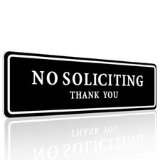 No Soliciting Sign - Weatherproof, Strong Adhesive, Thick Acrylic, Sturdy