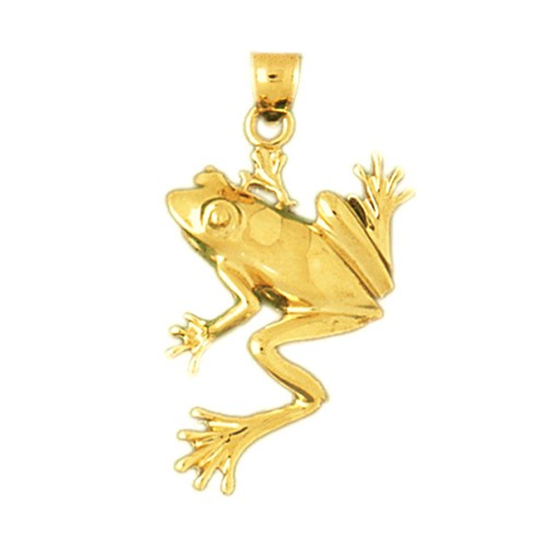 14K Gold 25MM Frog Pendant - Picture 1 of 2