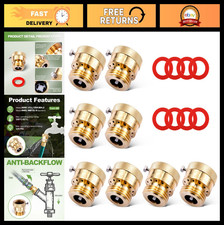 8-Pack Brass 3/4" GHT Hose Bibb Connectors, Backflow Preventer, Vacuum Breaker