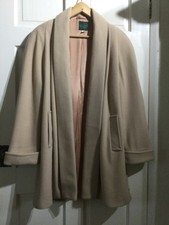 Charlotte Halton Beige Wool & Cashmere Edge To Edge Swing Style Coat Size 12