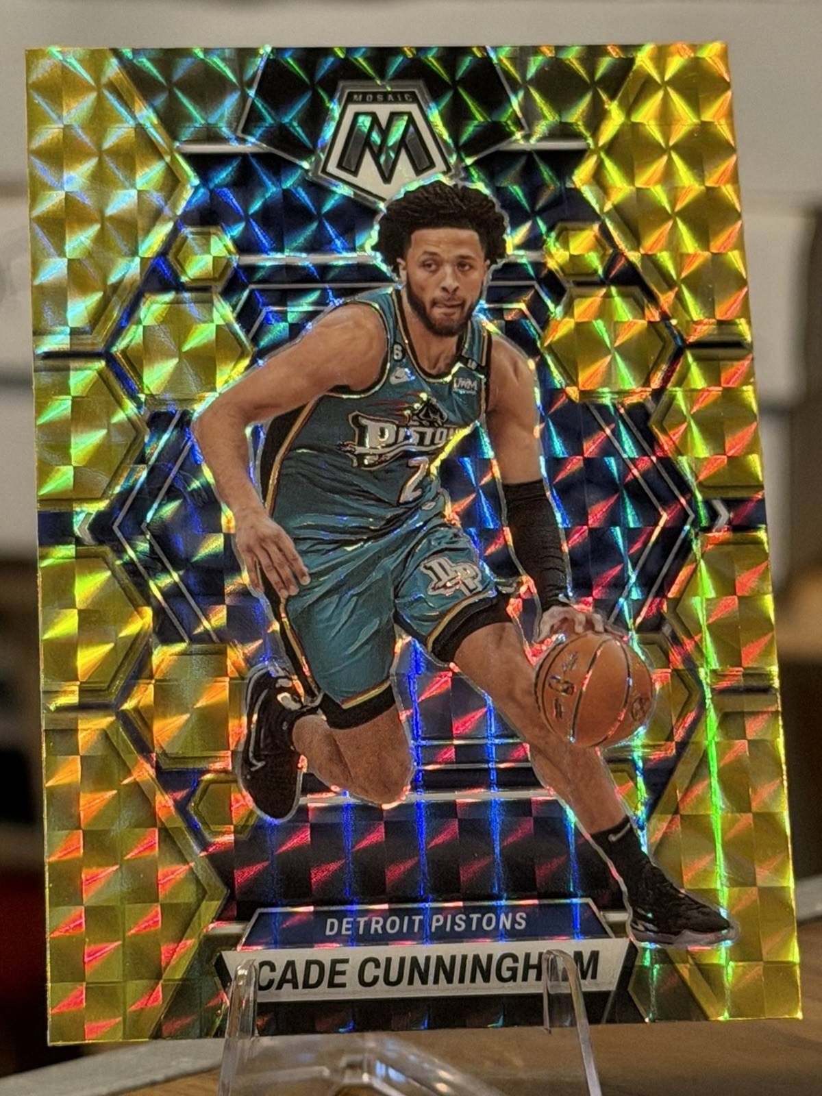 2022-23 Panini Mosaic Cade Cunningham #6 Reactive Yellow Mosaic Prizm