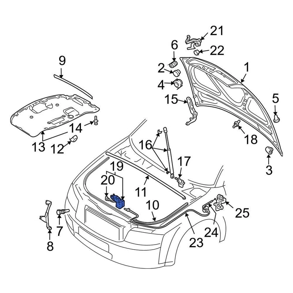 For Audi S4 2004-2009 Audi 8E0823509D Front Hood Latch Foto 2 de 4