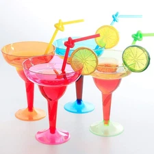 36pcs Plastic Margarita Glasses,12oz Neon Disposable Cocktail Cups, Colorful ...
