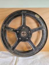 vintage antique Bauer metal film reel wooden centre 34 cm movie theatre 