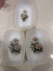 vintage arcopal france Milk Glass set of 3 Tray/dishes With Roses
