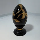 Fenton Limited Edition Hand Painted Black & Gold Egg Figurine 8in 1994 Signed